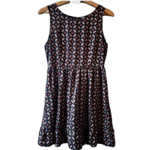 Vintage Blue Geometric pattern mini sundress size Medium Y2K​ sleeveless cowgirl - Picture 1 of 3